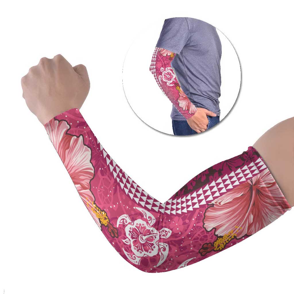 Pink Hibiscus Turle Arm Sleeves Hawaiian Style Tribal Tapa Pattern - Polynesian Pride
