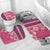 Pink Hibiscus Turle Bathroom Set Hawaiian Style Tribal Tapa Pattern - Polynesian Pride