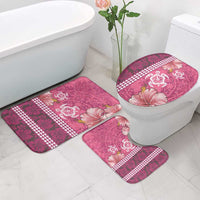 Pink Hibiscus Turle Bathroom Set Hawaiian Style Tribal Tapa Pattern - Polynesian Pride