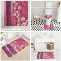 Pink Hibiscus Turle Bathroom Set Hawaiian Style Tribal Tapa Pattern - Polynesian Pride
