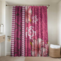 Pink Hibiscus Turle Bathroom Set Hawaiian Style Tribal Tapa Pattern - Polynesian Pride