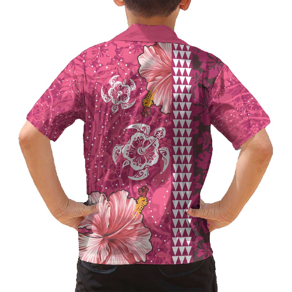 Pink Hibiscus Turle Family Matching Off Shoulder Maxi Dress and Hawaiian Shirt Hawaiian Style Tribal Tapa Pattern