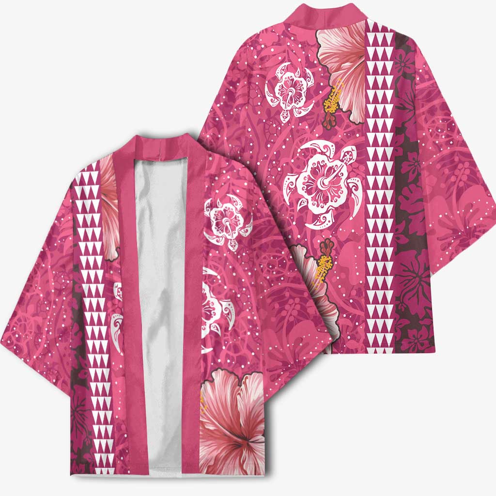 Pink Hibiscus Turle Kimono Hawaiian Style Tribal Tapa Pattern - Polynesian Pride