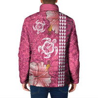 Pink Hibiscus Turle Padded Jacket Hawaiian Style Tribal Tapa Pattern - Polynesian Pride