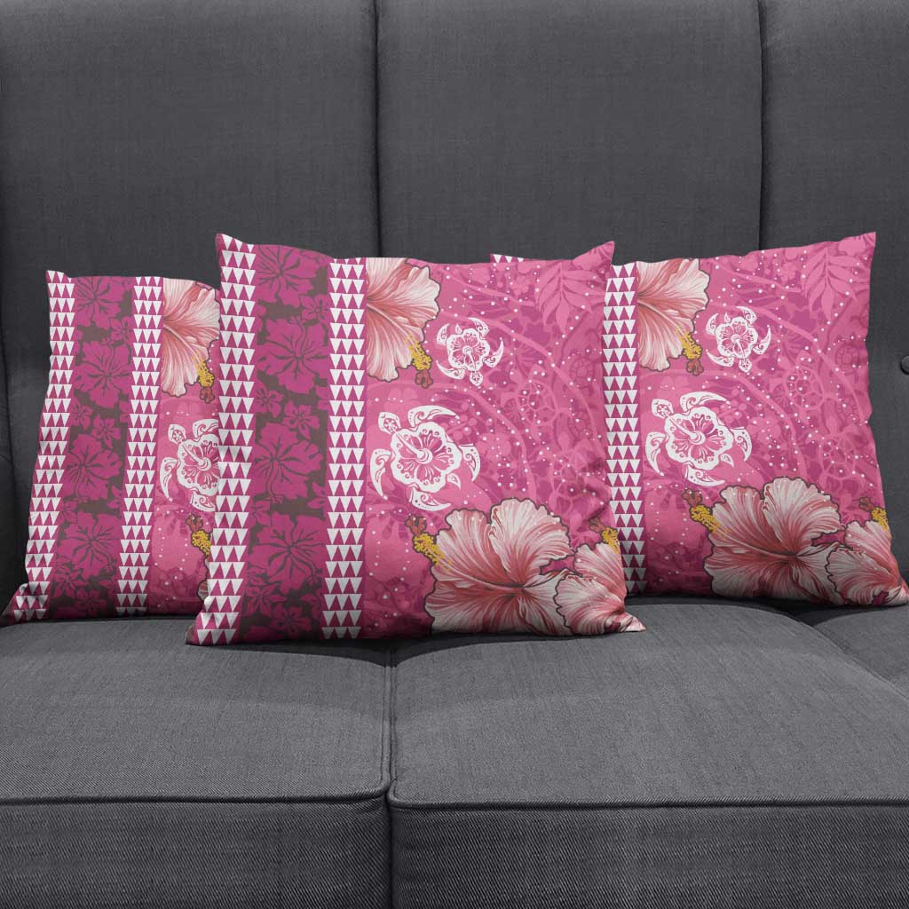 Pink Hibiscus Turle Pillow Cover Hawaiian Style Tribal Tapa Pattern - Polynesian Pride