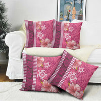Pink Hibiscus Turle Pillow Cover Hawaiian Style Tribal Tapa Pattern - Polynesian Pride