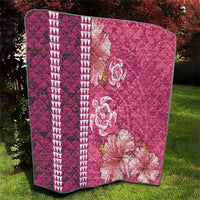 Pink Hibiscus Turle Quilt Hawaiian Style Tribal Tapa Pattern
