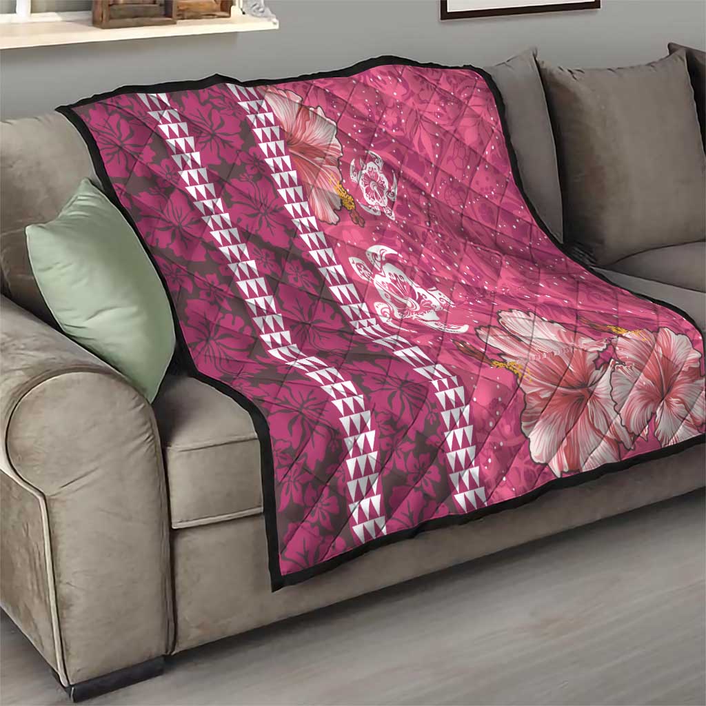 Pink Hibiscus Turle Quilt Hawaiian Style Tribal Tapa Pattern