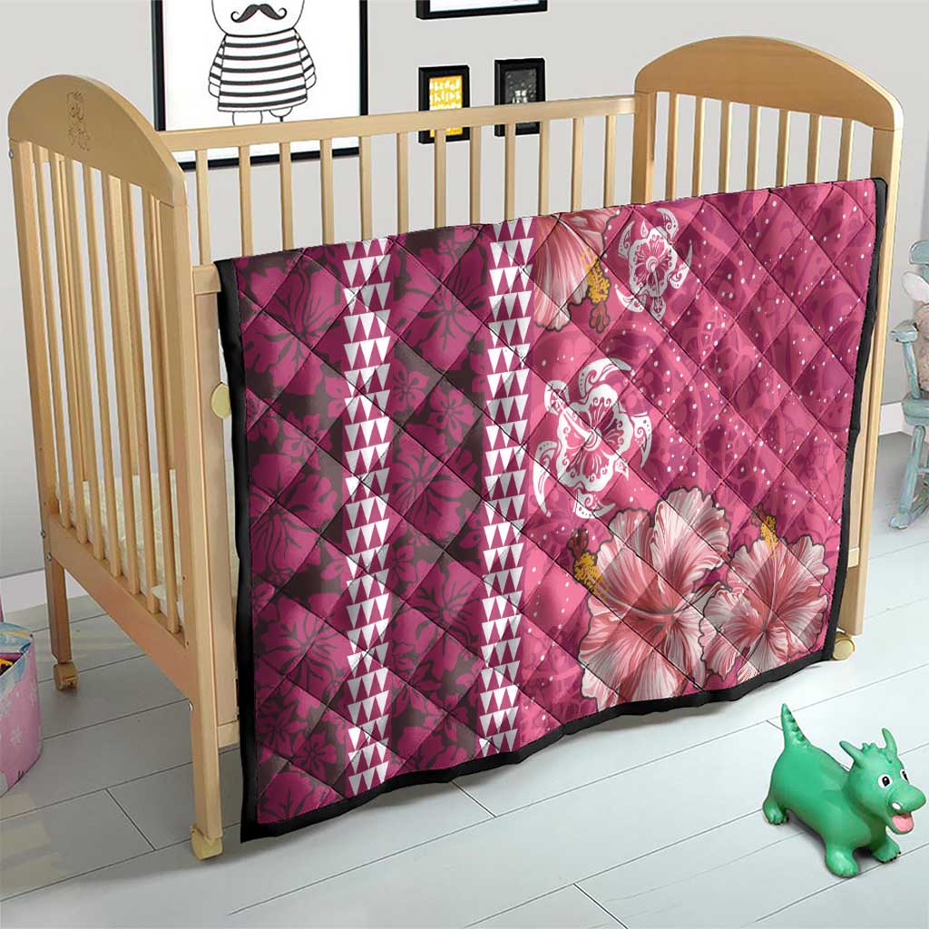 Pink Hibiscus Turle Quilt Hawaiian Style Tribal Tapa Pattern