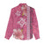 Pink Hibiscus Turle Women Casual Shirt Hawaiian Style Tribal Tapa Pattern