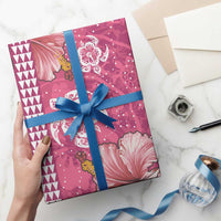 Pink Hibiscus Turle Wrapping Paper Hawaiian Style Tribal Tapa Pattern - Polynesian Pride
