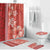 Red Hibiscus Turle Bathroom Set Hawaiian Style Tribal Tapa Pattern - Polynesian Pride