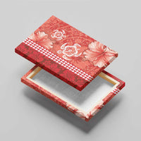 Red Hibiscus Turle Canvas Wall Art Hawaiian Style Tribal Tapa Pattern