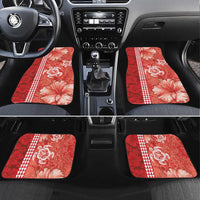 Red Hibiscus Turle Car Mats Hawaiian Style Tribal Tapa Pattern