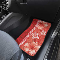 Red Hibiscus Turle Car Mats Hawaiian Style Tribal Tapa Pattern
