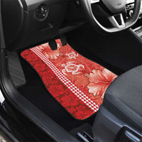 Red Hibiscus Turle Car Mats Hawaiian Style Tribal Tapa Pattern