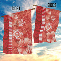 Red Hibiscus Turle Garden Flag Hawaiian Style Tribal Tapa Pattern