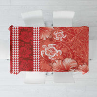 Red Hibiscus Turle Tablecloth Hawaiian Style Tribal Tapa Pattern