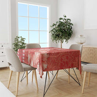 Red Hibiscus Turle Tablecloth Hawaiian Style Tribal Tapa Pattern