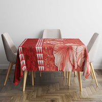 Red Hibiscus Turle Tablecloth Hawaiian Style Tribal Tapa Pattern