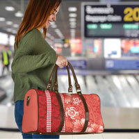 Red Hibiscus Turle Travel Bag Hawaiian Style Tribal Tapa Pattern - Polynesian Pride