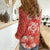 Red Hibiscus Turle Women Casual Shirt Hawaiian Style Tribal Tapa Pattern