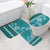Teal Hibiscus Turle Bathroom Set Hawaiian Style Tribal Tapa Pattern - Polynesian Pride
