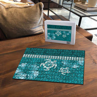 Teal Hibiscus Turle Puzzle Hawaiian Style Tribal Tapa Pattern - Polynesian Pride