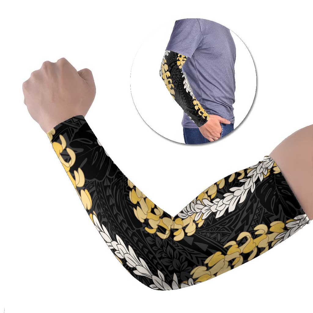 Puakenikeni and Maile Lei Arm Sleeves Black Double Strand Lei - Polynesian Pride