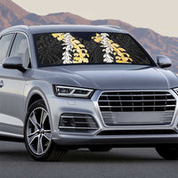 Puakenikeni and Maile Lei Auto Sun Shade Black Double Strand Lei - Polynesian Pride