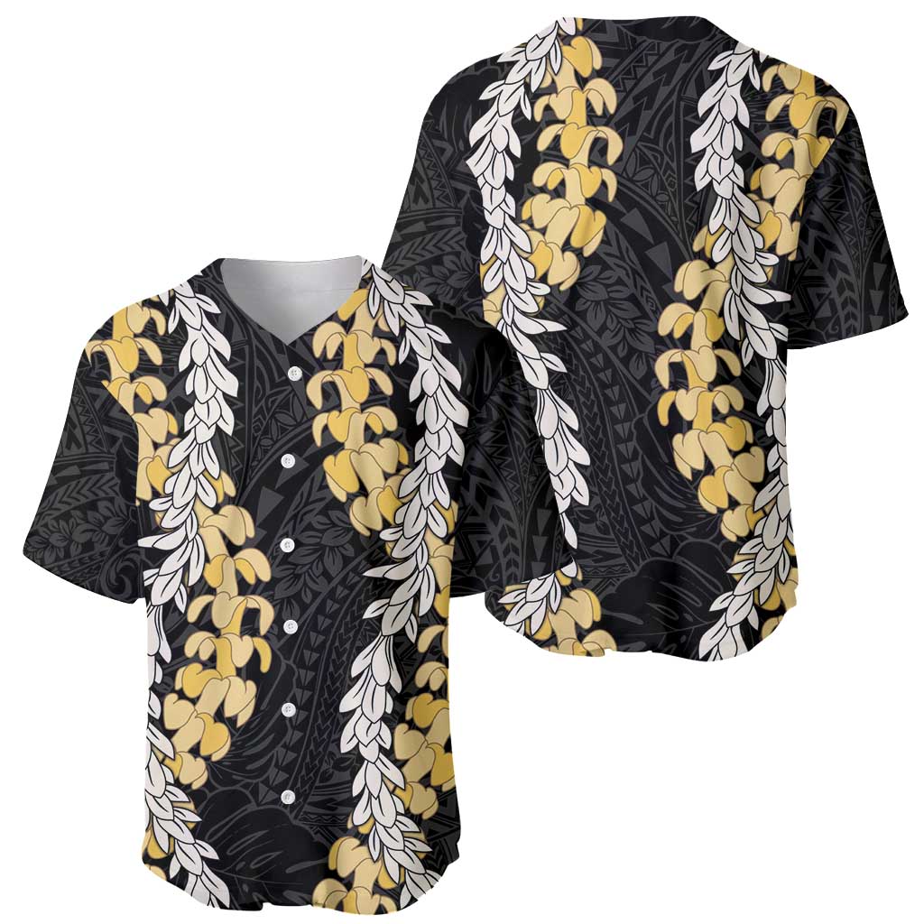 Puakenikeni and Maile Lei Baseball Jersey Black Double Strand Lei LT9 - Polynesian Pride