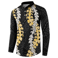 Puakenikeni and Maile Lei Button Sweatshirt Black Double Strand Lei LT9 - Polynesian Pride