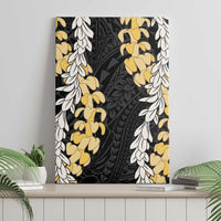 Puakenikeni and Maile Lei Canvas Wall Art Black Double Strand Lei