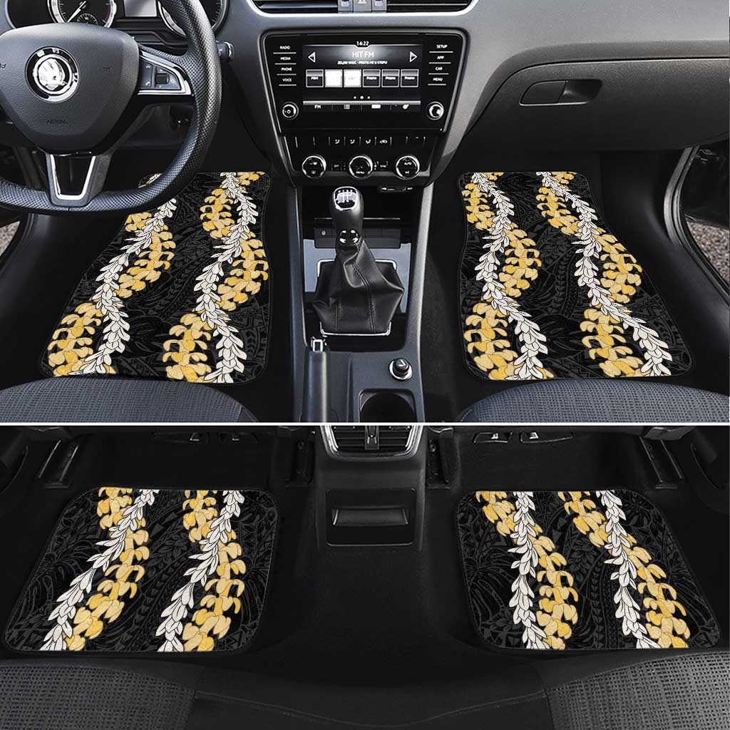 Puakenikeni and Maile Lei Car Mats Black Double Strand Lei