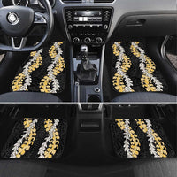Puakenikeni and Maile Lei Car Mats Black Double Strand Lei