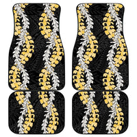 Puakenikeni and Maile Lei Car Mats Black Double Strand Lei