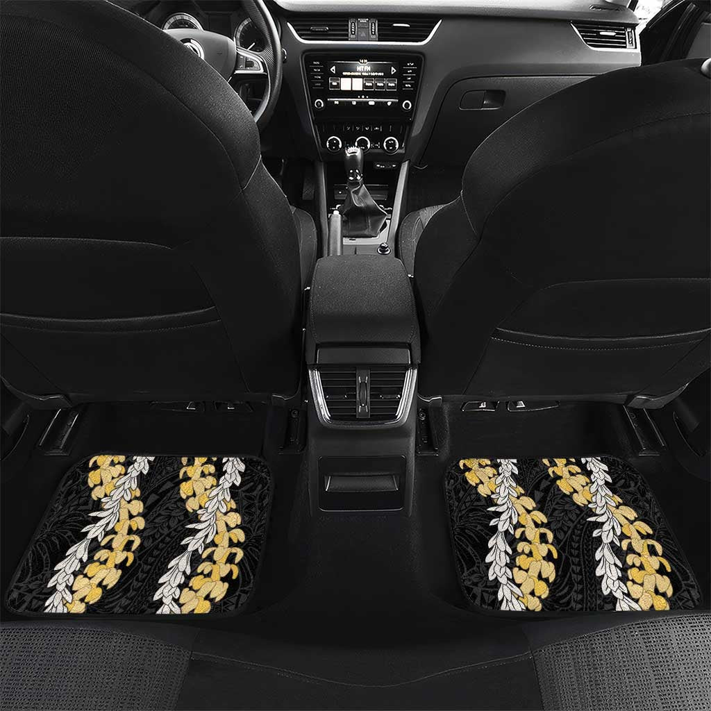 Puakenikeni and Maile Lei Car Mats Black Double Strand Lei