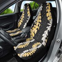Puakenikeni and Maile Lei Car Seat Cover Black Double Strand Lei