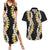 Puakenikeni and Maile Lei Couples Matching Summer Maxi Dress and Hawaiian Shirt Black Double Strand Lei