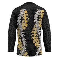 Puakenikeni and Maile Lei Hockey Jersey Black Double Strand Lei - Polynesian Pride
