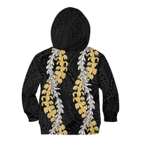 Puakenikeni and Maile Lei Kid Hoodie Black Double Strand Lei LT9 - Polynesian Pride