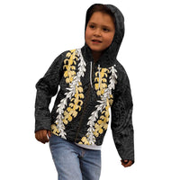 Puakenikeni and Maile Lei Kid Hoodie Black Double Strand Lei LT9 - Polynesian Pride