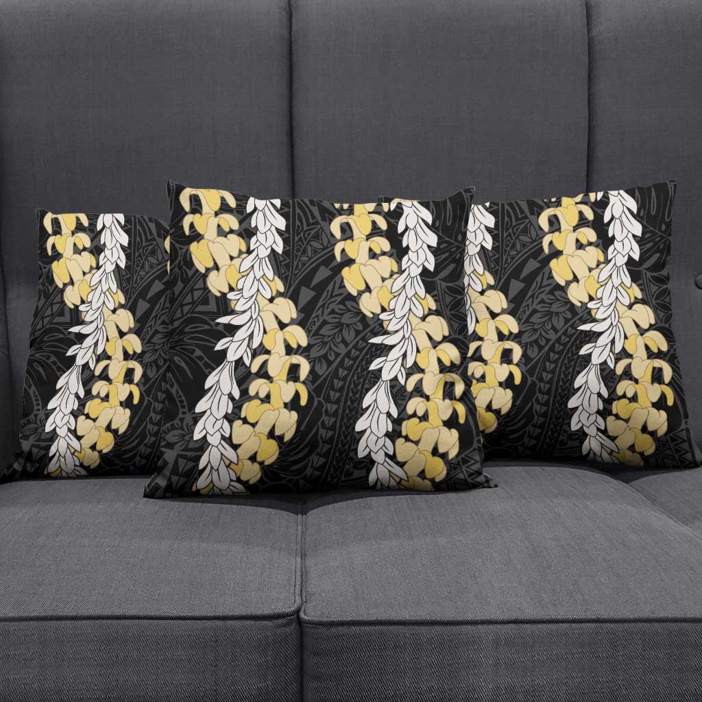 Puakenikeni and Maile Lei Pillow Cover Black Double Strand Lei - Polynesian Pride