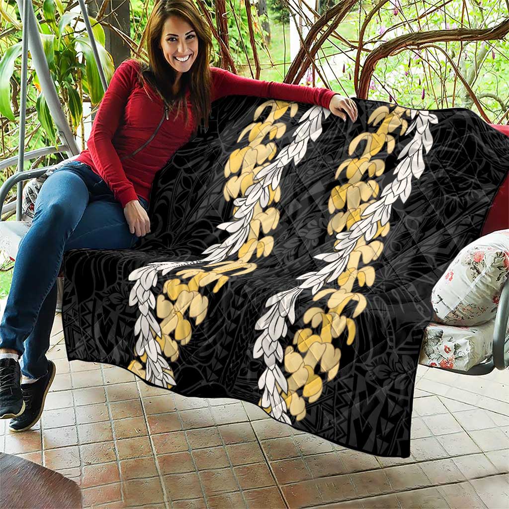 Puakenikeni and Maile Lei Quilt Black Double Strand Lei