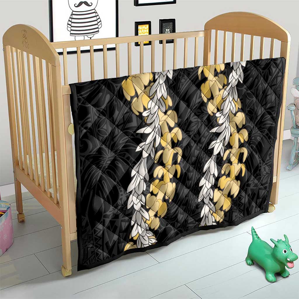 Puakenikeni and Maile Lei Quilt Black Double Strand Lei