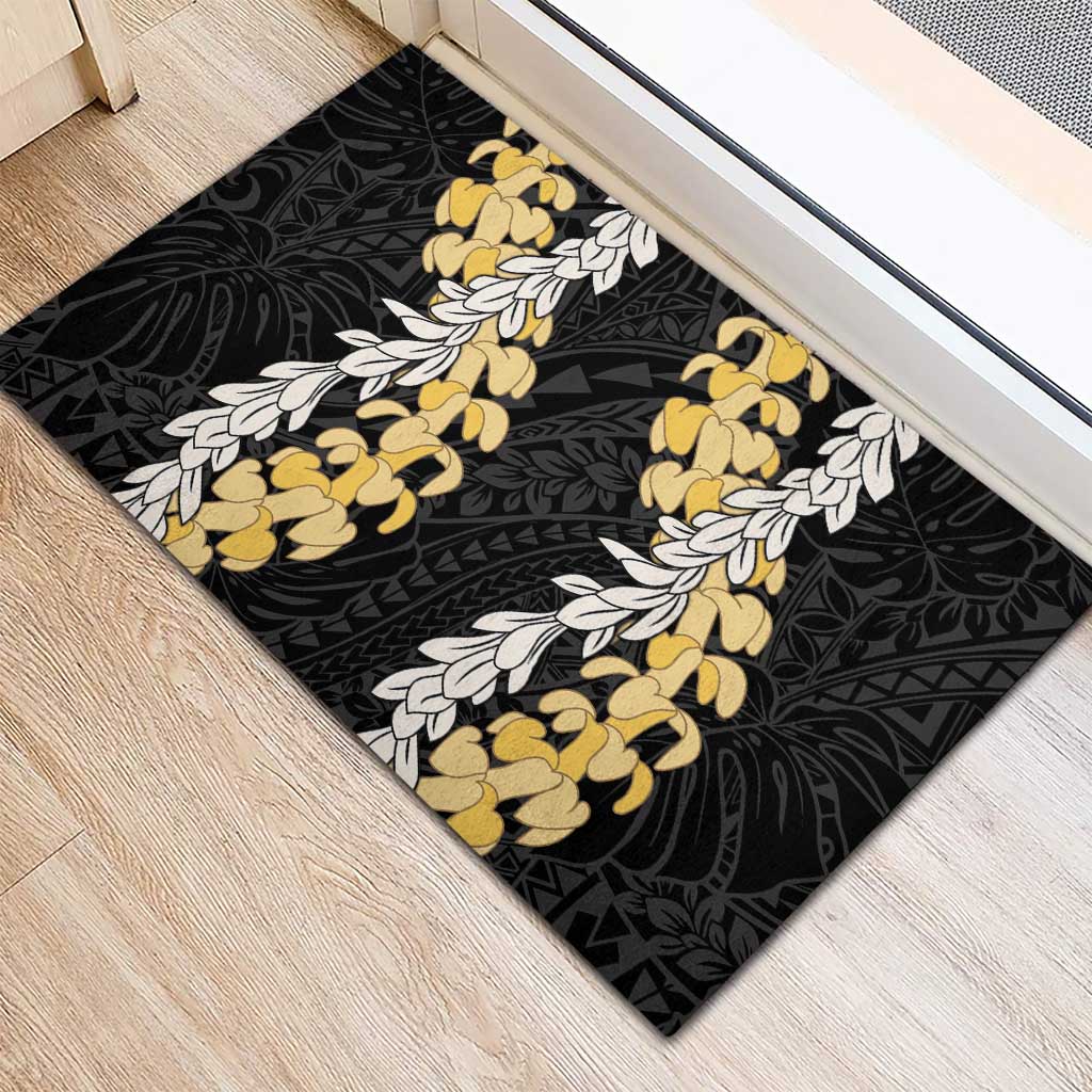Puakenikeni and Maile Lei Rubber Doormat Black Double Strand Lei LT9 - Polynesian Pride