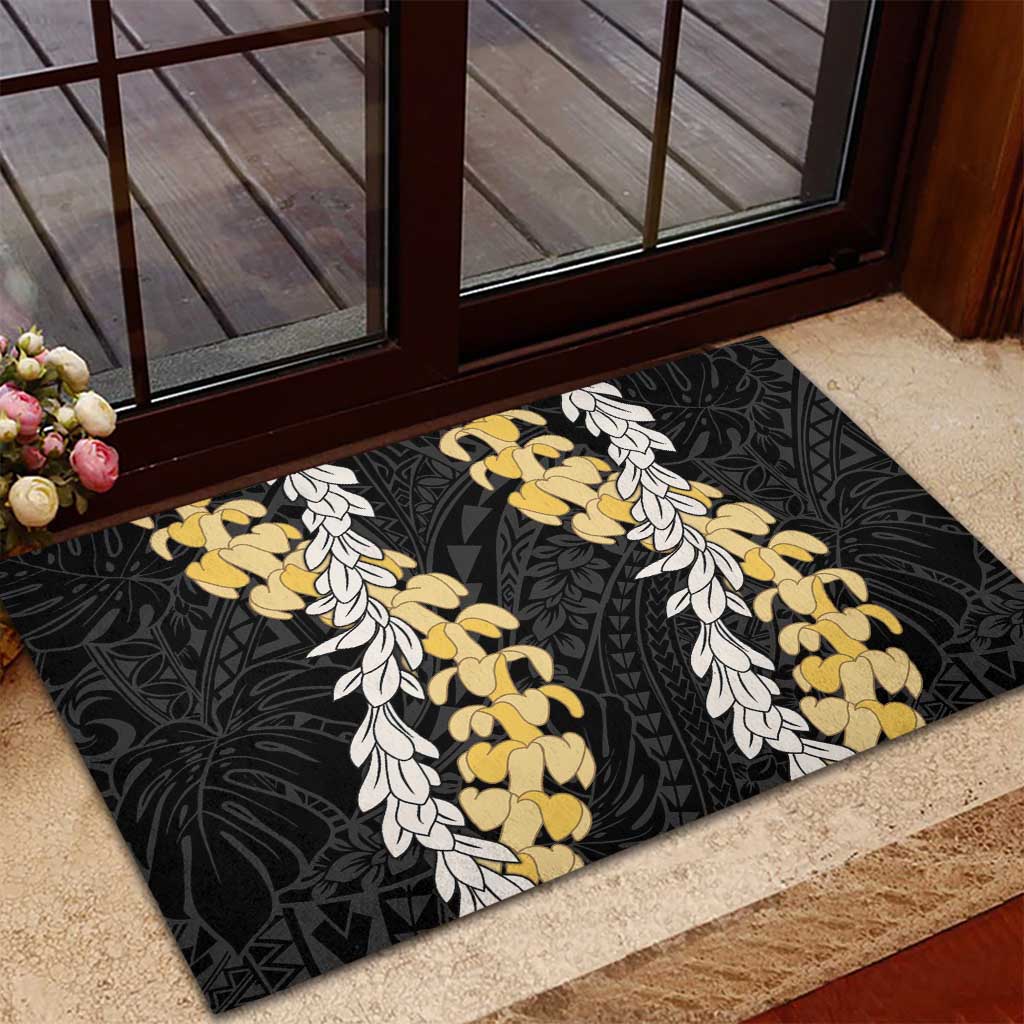 Puakenikeni and Maile Lei Rubber Doormat Black Double Strand Lei LT9 - Polynesian Pride