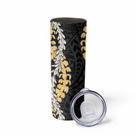 Puakenikeni and Maile Lei Skinny Tumbler Black Double Strand Lei