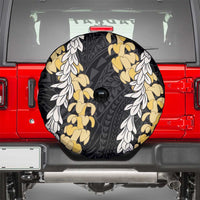 Puakenikeni and Maile Lei Spare Tire Cover Black Double Strand Lei