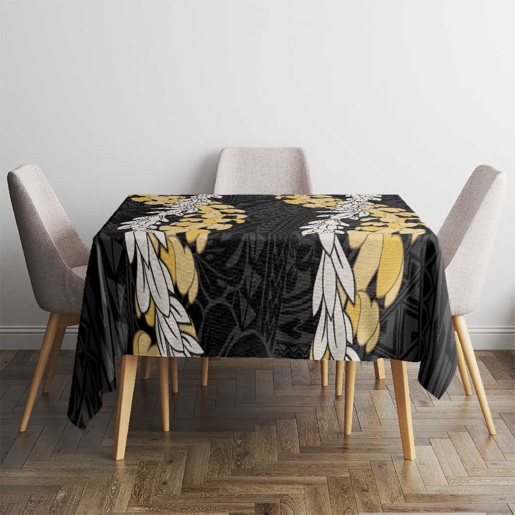 Puakenikeni and Maile Lei Tablecloth Black Double Strand Lei